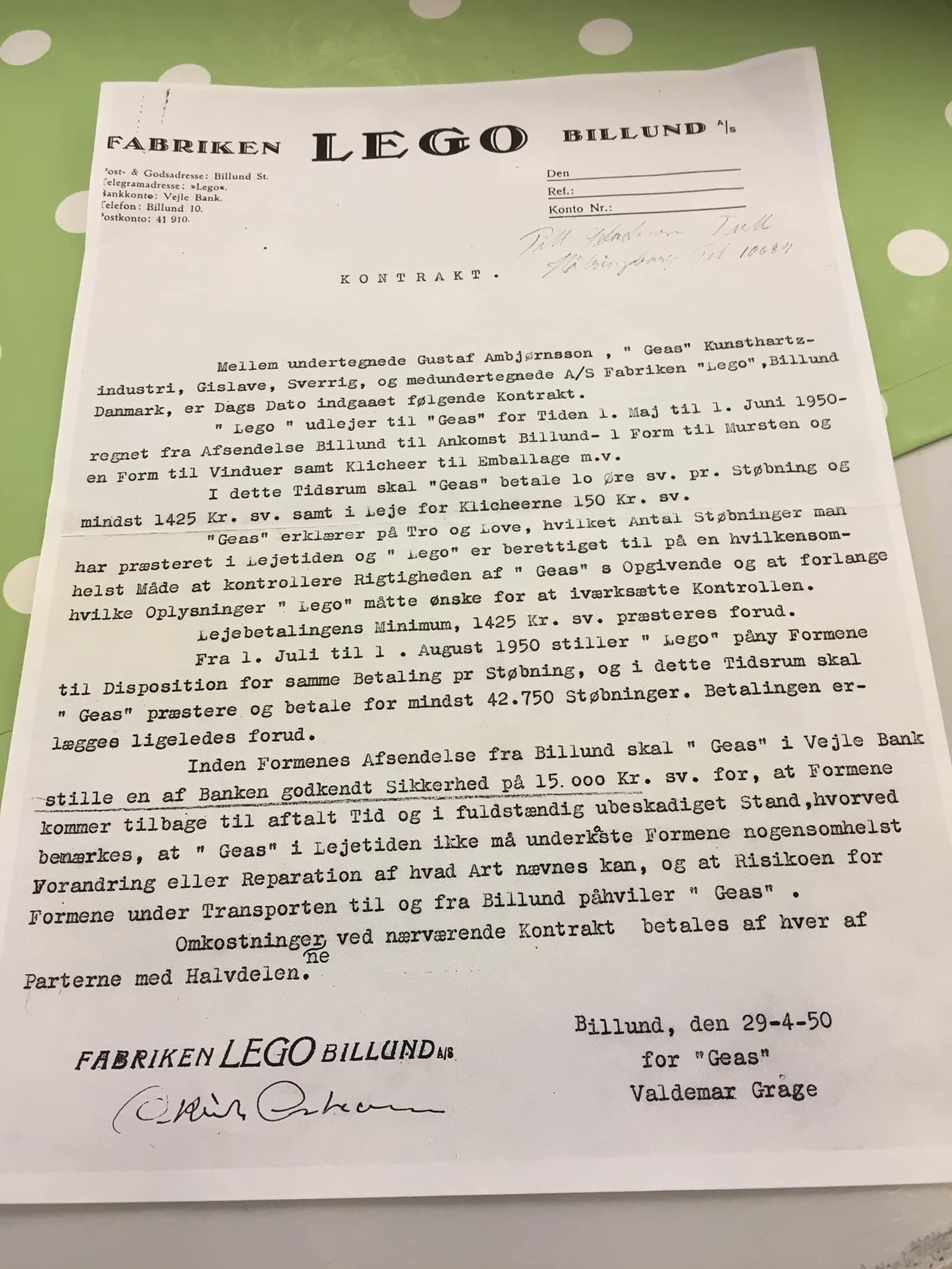 Geas and LEGO contract