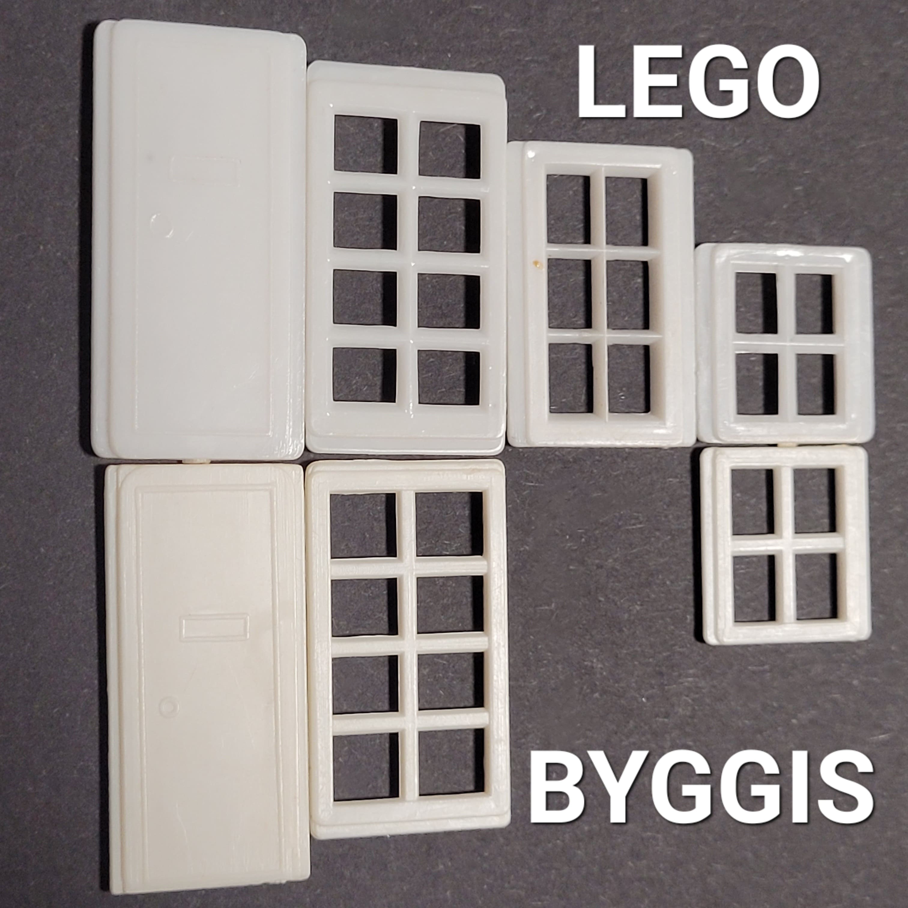 BYGGIS white flat windows compared with LEGO